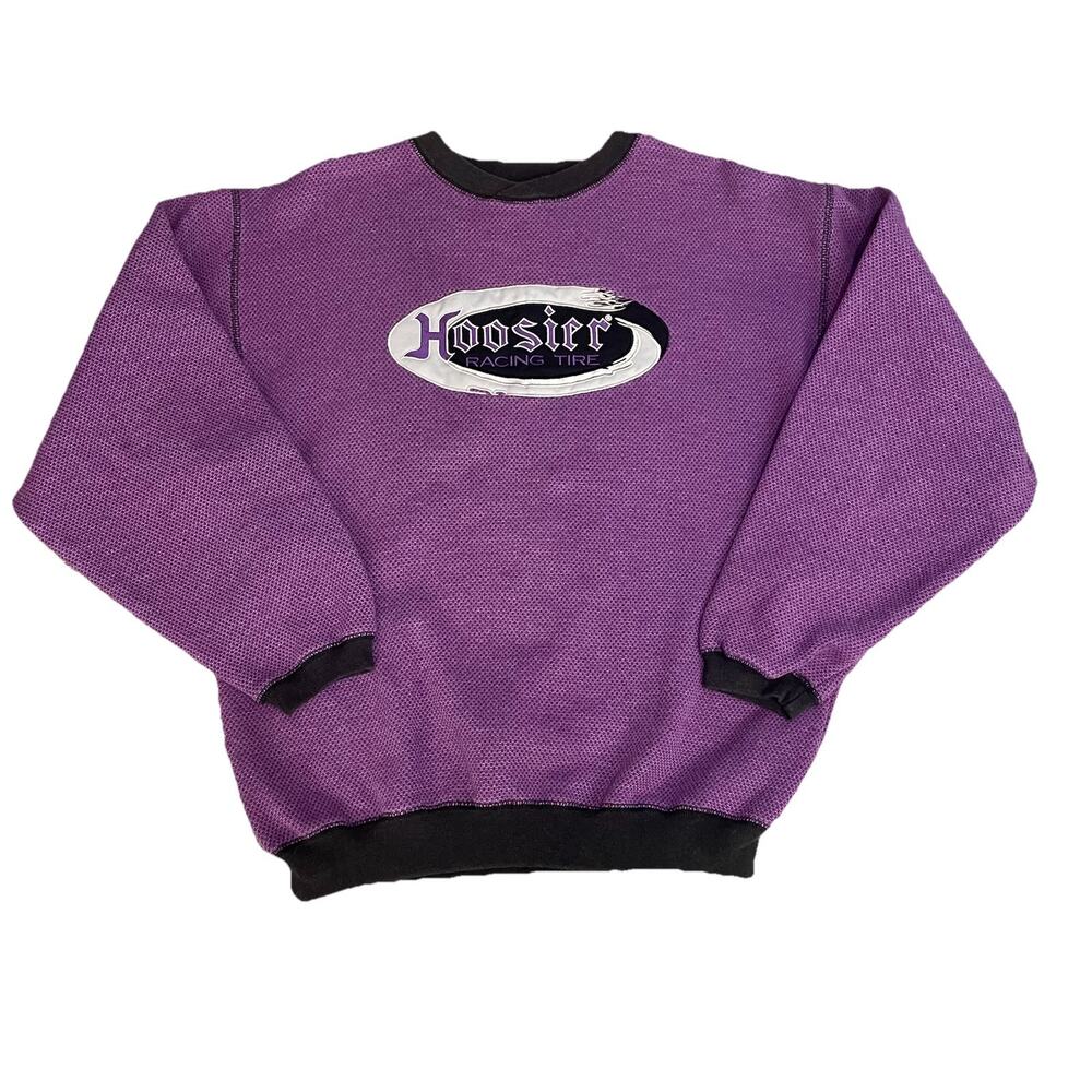 Hoosier Men’s M Purple Knit Embroidered Crew Neck 80’s/90’s Vintage Sweatshirt-U